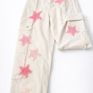 Ollie and Hali star patchwork cargo pants size medium boho statement piece